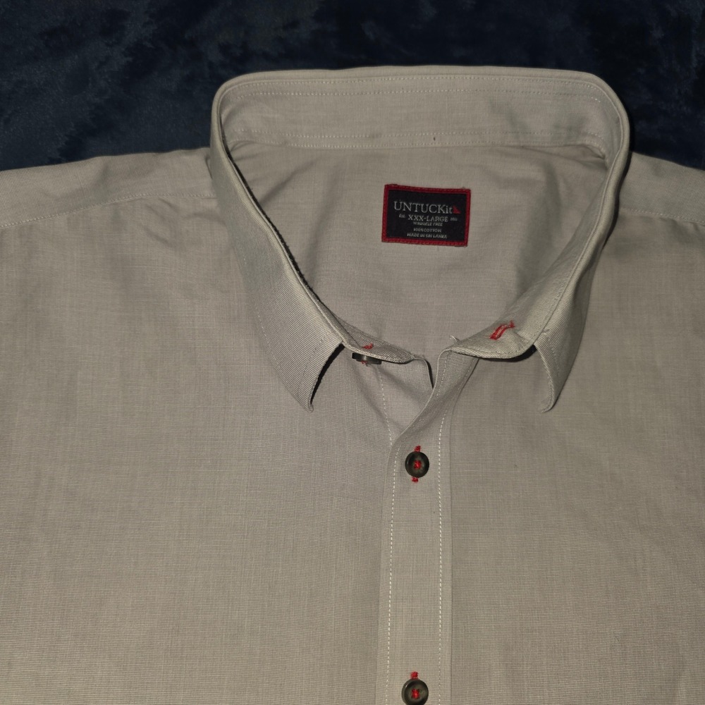 UNTUCKit Rubican-WF Grey Wrinkle Free Cotton Button Down Shirt Mens 3XL